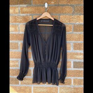Patterson J. KincaidBlack Semi Sheer Blouse Xs